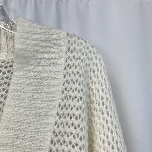 Ann Taylor Loft Cardigan Sweater Off White Long Sleeve Open Knit Petites LP - Picture 4 of 10